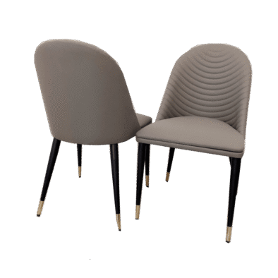 Alba Premium Leather Dining Chair - Compact Ribbed Design with Gold-Tipped Scandinavian Legs - UK Luxury Furniture