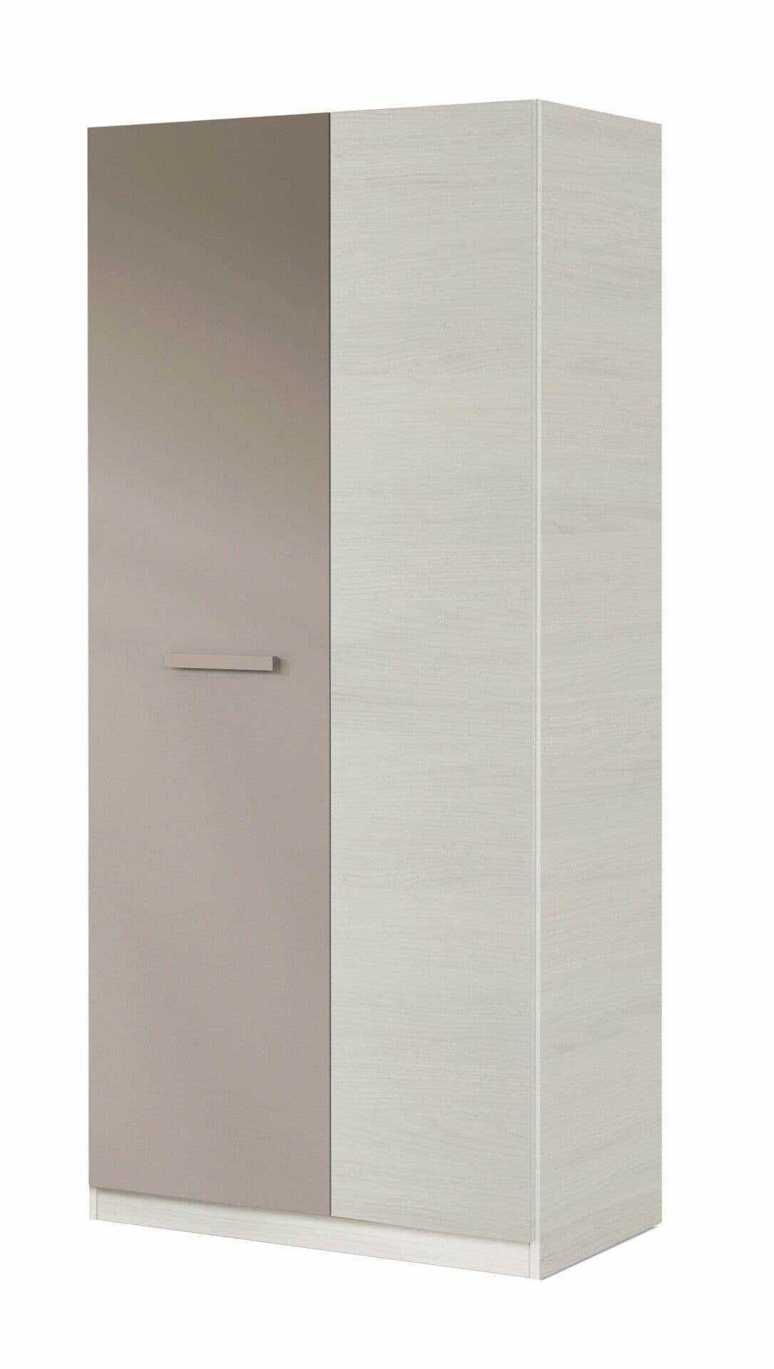 Almiron White & Grey Ash 2-Door Wardrobe: Stylish Storage Solution for Modern Homes - UK Luxury Furniture