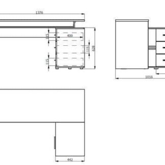 Amag Oak and Black Large Corner Desk with Drawers for Home Office - UK Luxury Furniture