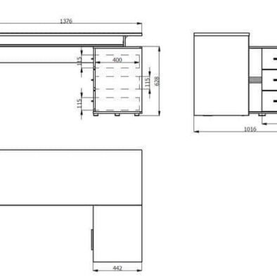 Amag Oak and Black Large Corner Desk with Drawers for Home Office - UK Luxury Furniture