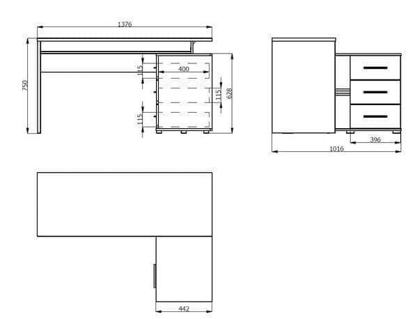Amag Oak and Black Large Corner Desk with Drawers for Home Office - UK Luxury Furniture