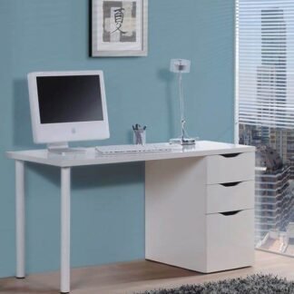 Elegant Artic White Desk with 3 Drawers and Reversible Legs - UK Luxury Furniture