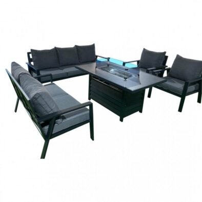 Bristol 5-Piece Luxury Aluminium Sofa Set with Fire Pit for Outdoor Elegance - UK Luxury Furniture