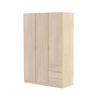 Cairo Oak Effect Compact 3 Door 3 Drawer Space-Saving Wardrobe LCX323R - UK Luxury Furniture