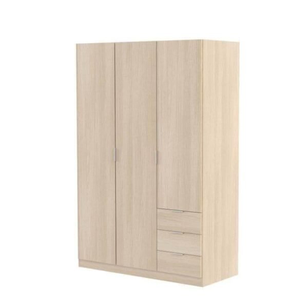 Cairo Oak Effect Compact 3 Door 3 Drawer Space-Saving Wardrobe LCX323R - UK Luxury Furniture