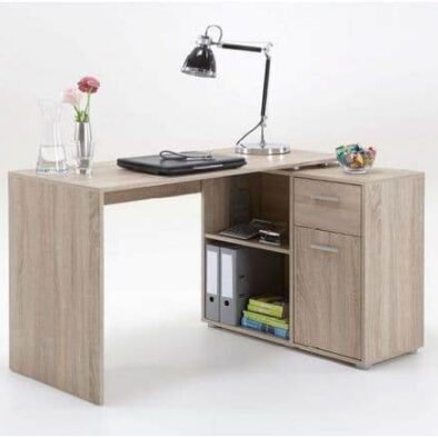 Carin Corner Flexi Desk: Versatile Oak Effect, Reversible Home Office Workstation - UK Luxury Furniture