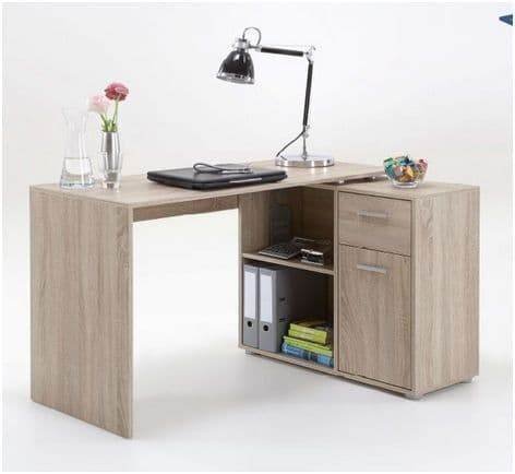 Carin Corner Flexi Desk: Versatile Oak Effect, Reversible Home Office Workstation - UK Luxury Furniture