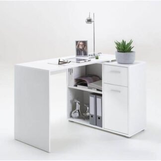 Carin Corner Flexi Desk: Versatile White Office Desk with Storage for Modern Homes - UK Luxury Furniture
