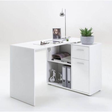 Carin Corner Flexi Desk: Versatile White Office Desk with Storage for Modern Homes - UK Luxury Furniture