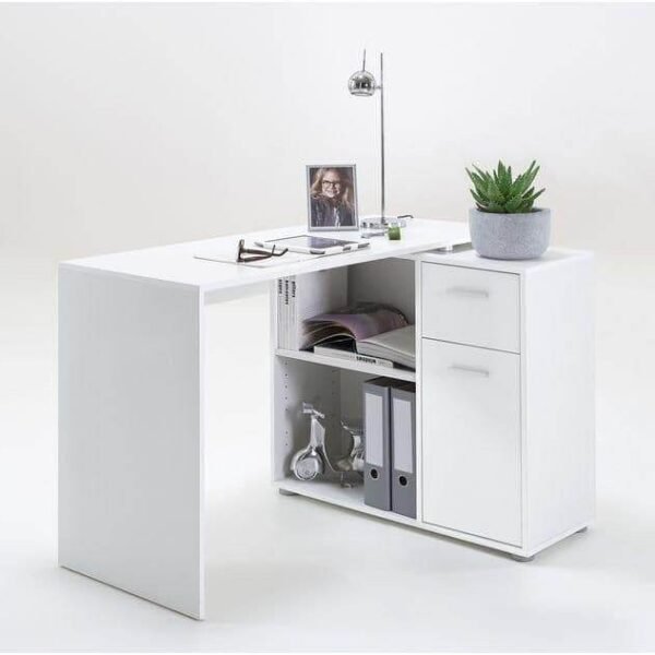 Carin Corner Flexi Desk: Versatile White Office Desk with Storage for Modern Homes - UK Luxury Furniture