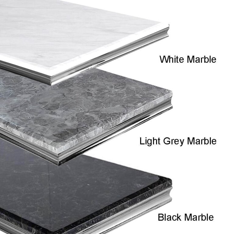 Arial Luxury Coffee Table - 130cm Sintered Stone, Marble or Glass Top with Polished Stainless Steel Base - UK Luxury Furniture