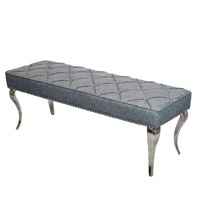 Luxurious Louis Dining Bench in Velvet or Faux Leather - Space Saving Design with Chrome Legs - UK Luxury Furniture