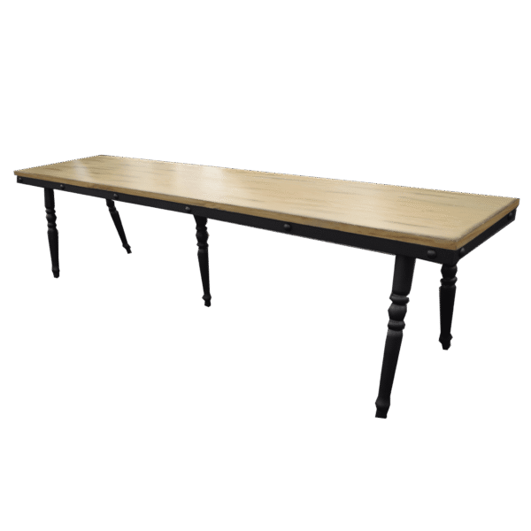 Sienna 180cm Industrial Dining Bench with Rustic Wooden Top and Black Spindle Legs - UK Luxury Furniture