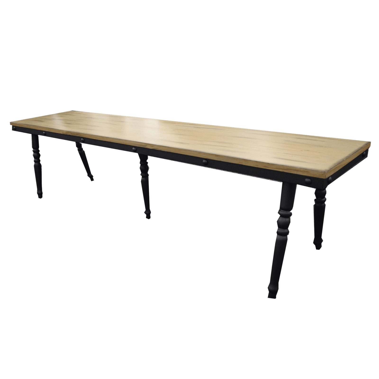 Sienna 180cm Industrial Dining Bench with Rustic Wooden Top and Black Spindle Legs - UK Luxury Furniture