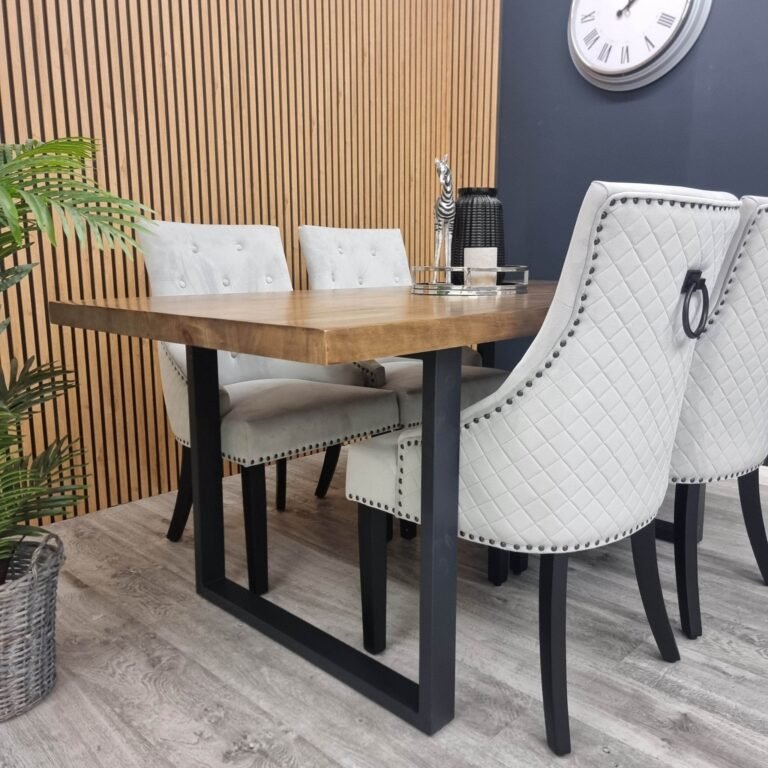 Bentley Black Leg Dining Chair - Light Grey Velvet, Quilted Back, Premium Black Wood Details - UK Luxury Furniture