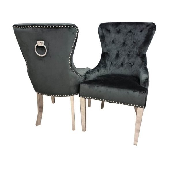 Megan Luxury Velvet Promo Chair - Stylish Chrome Ring Knocker, Available in 4 Elegant Colours - UK Luxury Furniture