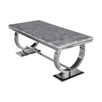 Luxurious Arriana Dining Table with Glass or Marble Top & Polished Stainless Steel Base - UK Luxury Furniture