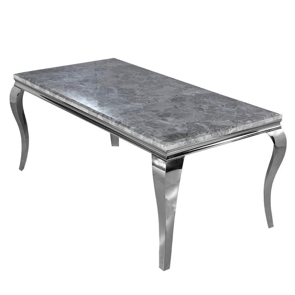 Louis Chrome Dining Table - Contemporary Parisian Chic, Marble & Glass Options, Sturdy Stainless Steel Base - UK Luxury Furniture