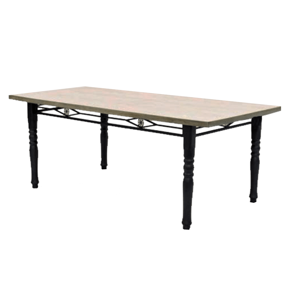 Sienna Industrial Dining Table 2M - Rustic Wooden Top & Black Spindle Legs - Modern Elegance - UK Luxury Furniture