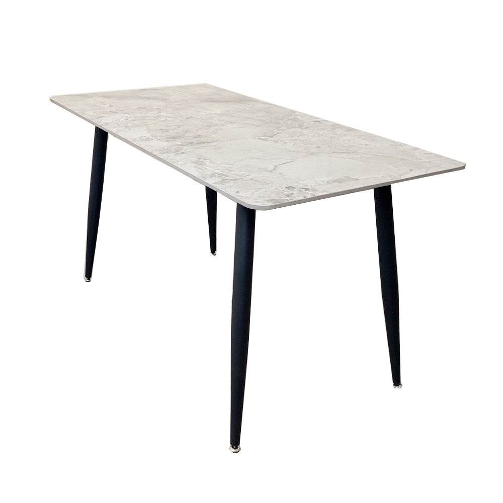 Titus 1.4m Black Dining Table with Grey or White Sintered Stone Top & Scandinavian Design - UK Luxury Furniture