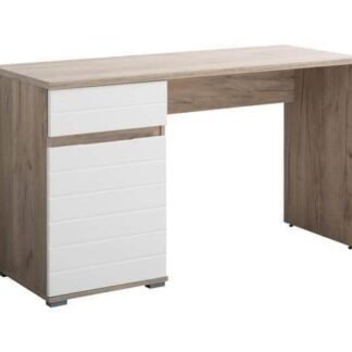 Elano Oak and White Gloss Office Desk: Modern Aesthetic with Storage - UK Luxury Furniture