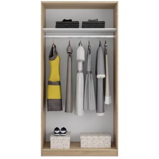 Hansen Canadian Oak Effect Small Narrow Sliding 2 Door Wardrobe - 3211 - UK Luxury Furniture