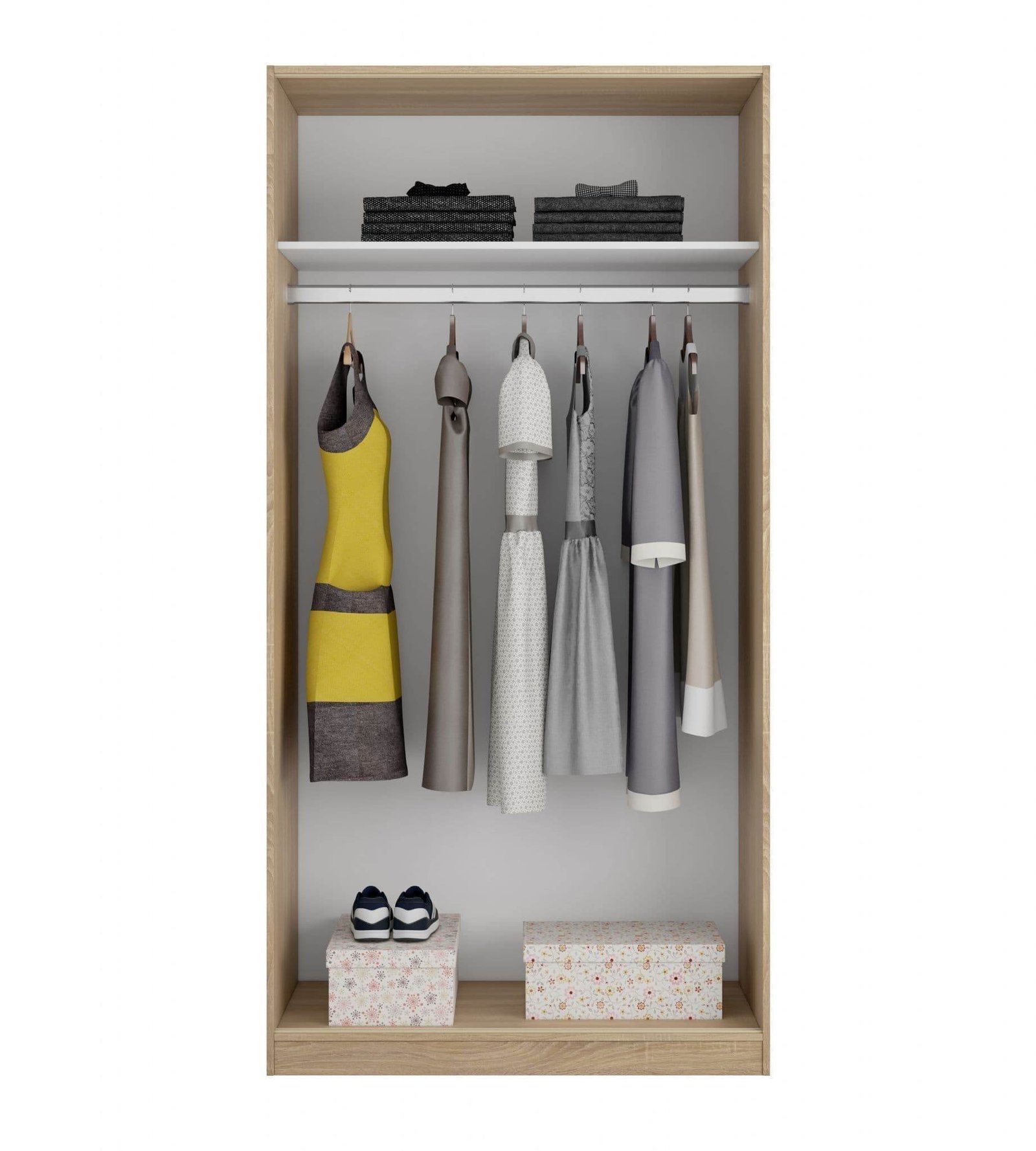 Hansen Canadian Oak Effect Small Narrow Sliding 2 Door Wardrobe - 3211 - UK Luxury Furniture