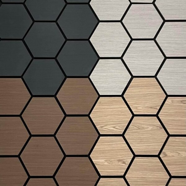 Hexagon Wood Acoustic Wall Panels with Sound Dampening Felt Back - Easy to Install, Real Wood Core - UK Luxury Furniture
