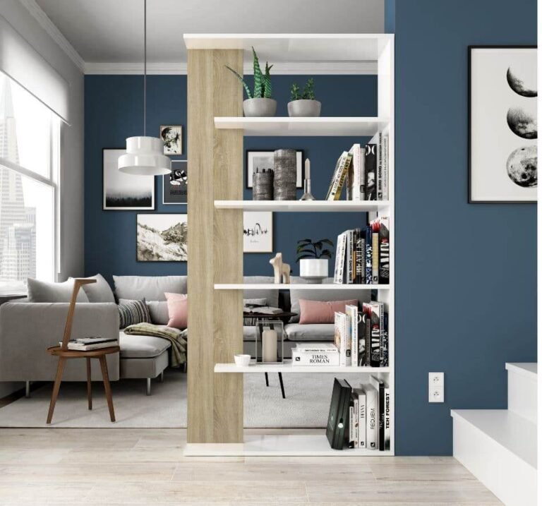 Adila White and Oak Effect Bookcase: Modern, Space-Saving Display Unit for Any Room - UK Luxury Furniture