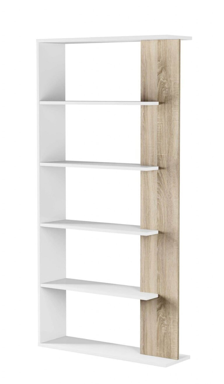 Adila White and Oak Effect Bookcase: Modern, Space-Saving Display Unit for Any Room - UK Luxury Furniture