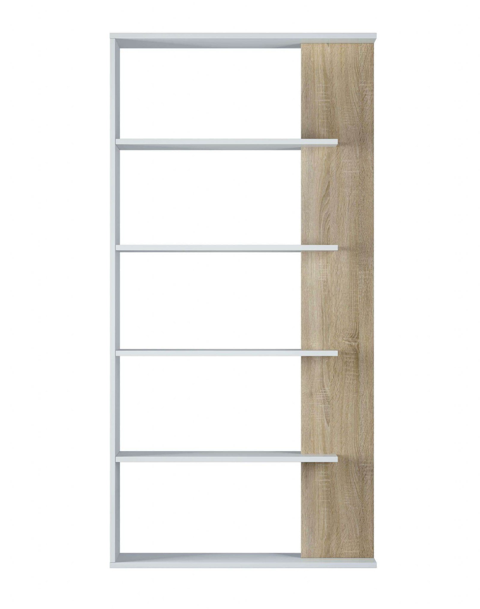 Adila White and Oak Effect Bookcase: Modern, Space-Saving Display Unit for Any Room - UK Luxury Furniture