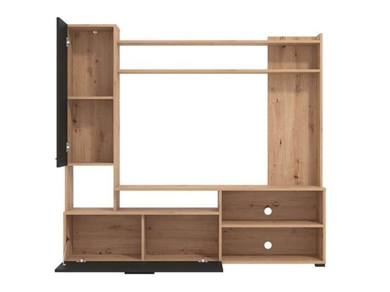 Algarve Artisan Oak Effect & Black TV Entertainment Unit for Modern Living - UK Luxury Furniture