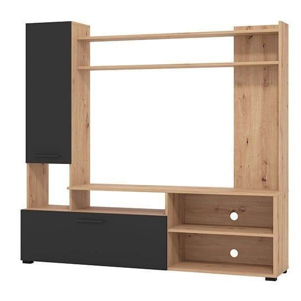Algarve Artisan Oak Effect & Black TV Entertainment Unit for Modern Living - UK Luxury Furniture
