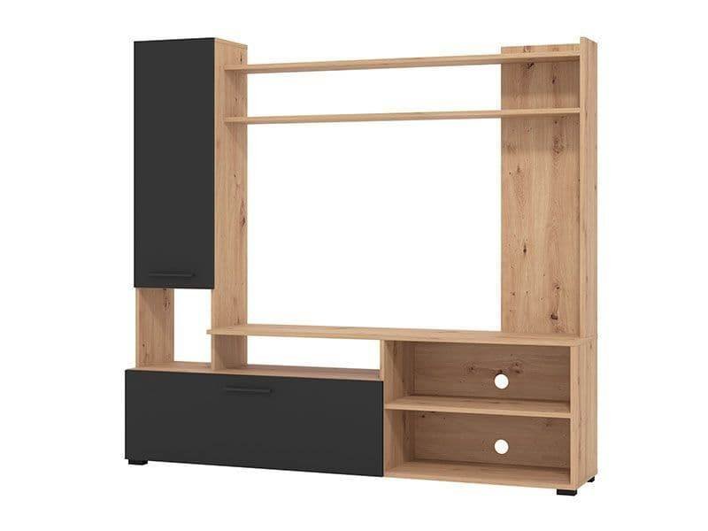Algarve Artisan Oak Effect & Black TV Entertainment Unit for Modern Living - UK Luxury Furniture