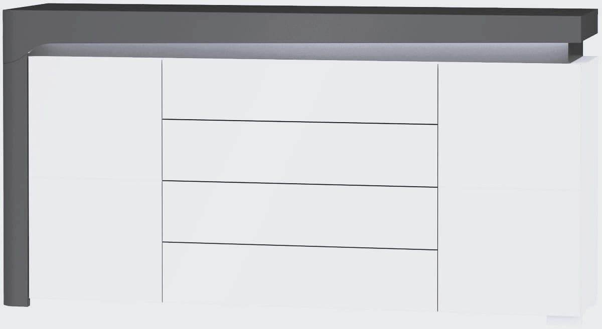 Athens Grey and White Gloss 2 Door 4 Drawer Sideboard with Lights - UK Luxury Furniture