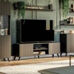 Atlantis Matte Black Large TV Cabinet: Modern Entertainment Unit with Grooved Doors - UK Luxury Furniture