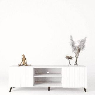 Atlantis Matte White Large TV Cabinet - Modern Living Room Entertainment Unit - UK Luxury Furniture