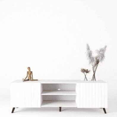 Atlantis Matte White Large TV Cabinet - Modern Living Room Entertainment Unit - UK Luxury Furniture