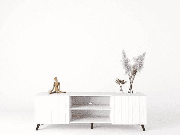 Atlantis Matte White Large TV Cabinet - Modern Living Room Entertainment Unit - UK Luxury Furniture