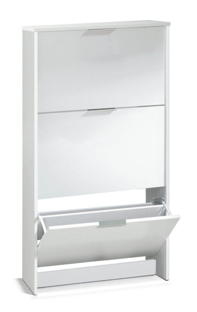 Brilo Matt White Three-Drawer Shoe Cabinet: Organise Your Footwear with Style - UK Luxury Furniture