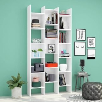 Cadiz White Gloss Triple Bookcase: Modern, Space-Saving, and Elegant Storage Solution - UK Luxury Furniture