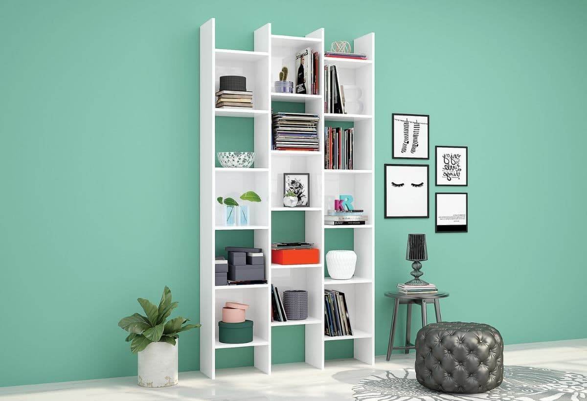 Cadiz White Gloss Triple Bookcase: Modern, Space-Saving, and Elegant Storage Solution - UK Luxury Furniture