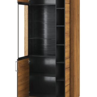 Camar Large Oak Effect 2-Door Display Cabinet K12 - Modern Storage with LED Lighting - UK Luxury Furniture