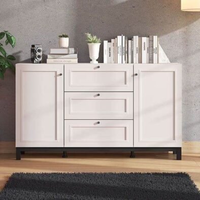 Cassio Cashmere Taupe Panelled Sideboard: Modern Elegance with Ample Storage - UK Luxury Furniture