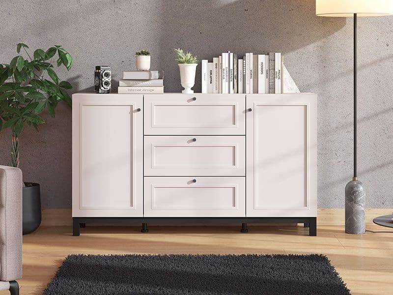 Cassio Cashmere Taupe Panelled Sideboard: Modern Elegance with Ample Storage - UK Luxury Furniture