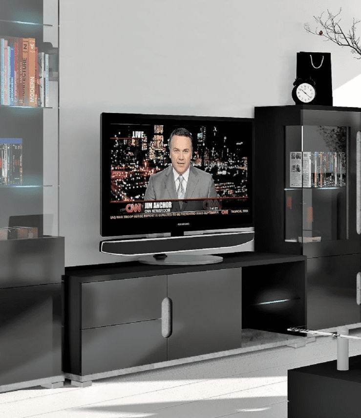 Elise Black High Gloss and Grey TV Unit T63-3023: Modern Entertainment Storage Solution - UK Luxury Furniture