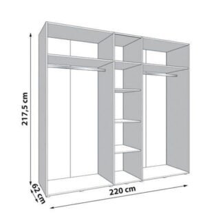 Granada Cashmere and Artisan Oak Effect Mirrored Five-Door Wardrobe - UK Luxury Furniture