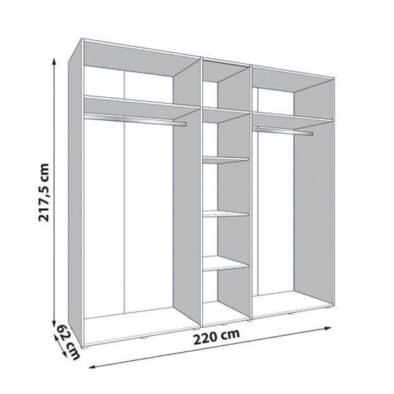 Granada Cashmere and Artisan Oak Effect Mirrored Five-Door Wardrobe - UK Luxury Furniture