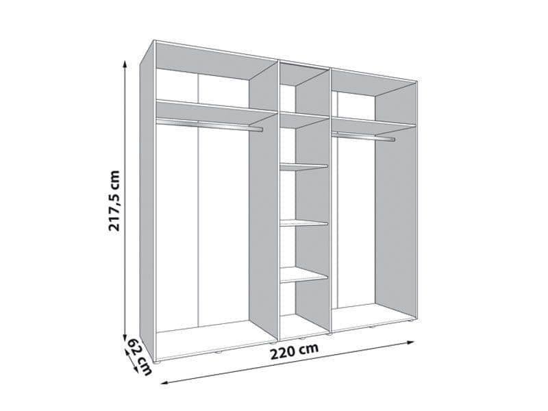 Granada Cashmere and Artisan Oak Effect Mirrored Five-Door Wardrobe - UK Luxury Furniture