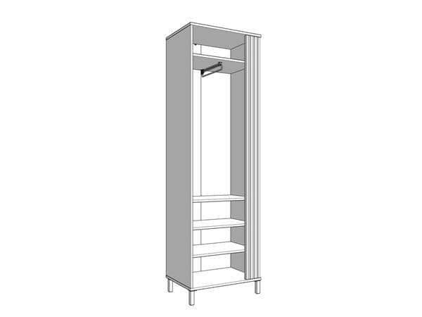 Granada Cashmere and Artisan Oak Effect Slim Narrow Wardrobe with Pull-Out Rail - UK Luxury Furniture